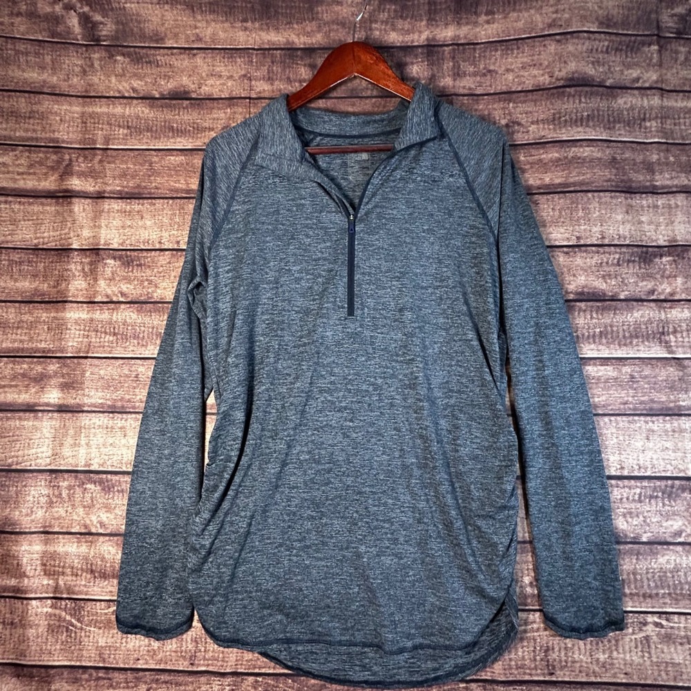 The North Face Women Motivation XL Blue FlashDry 1/4 Zip Pullover Ruched Top